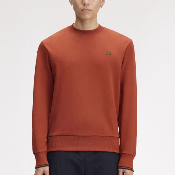 Fred Perry Men's Regular Fit Crew Neck Sweatshirt in Brandy