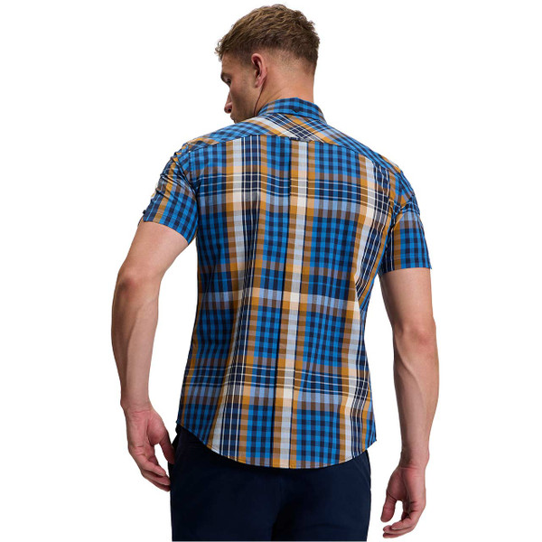 Ben Sherman Heritage Check Short Sleeve Shirt Lapis Blue - Back View