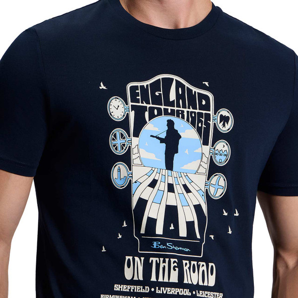 Ben Sherman England Tour 65 Retro T-shirt Dark Navy - Print Detail