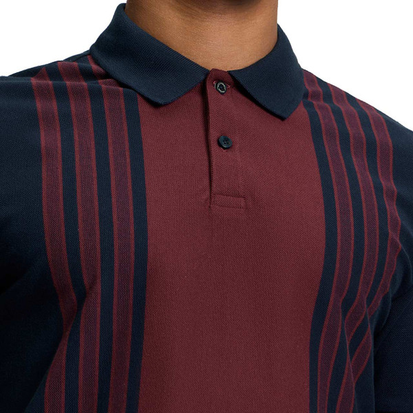 Ben Sherman Birdseye Stripe Polo Shirt Dark Navy - Collar Detail