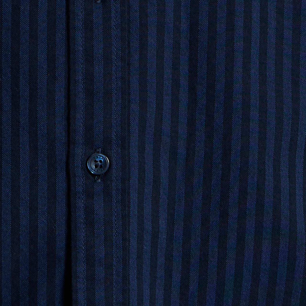 Ben Sherman Oxford Stripe Button Down Shirt Dark Navy - Fabric Detail