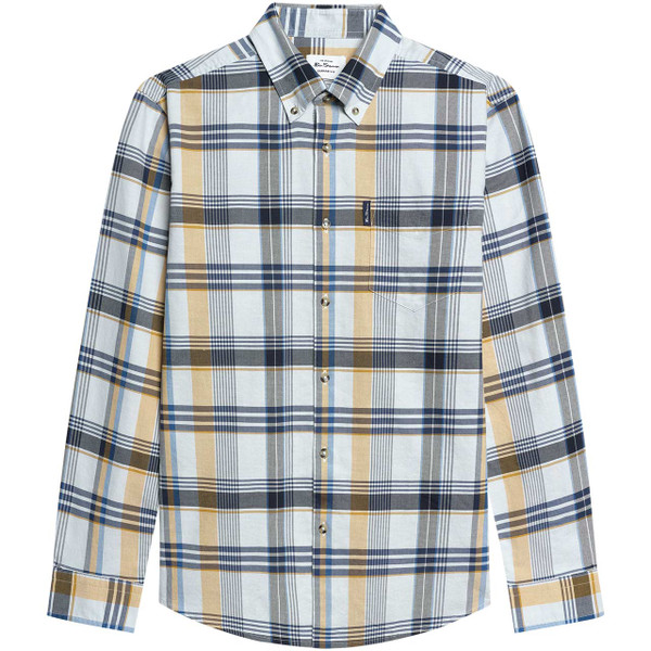 Ben Sherman Irregular Check Button Down Shirt Light Blue - Front View