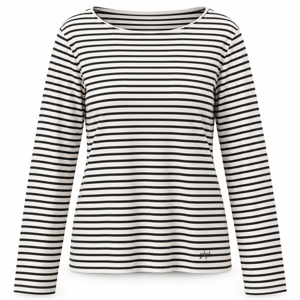 Mademoiselle Yeye Iconique Breton Stripe Long Sleeve Top in White