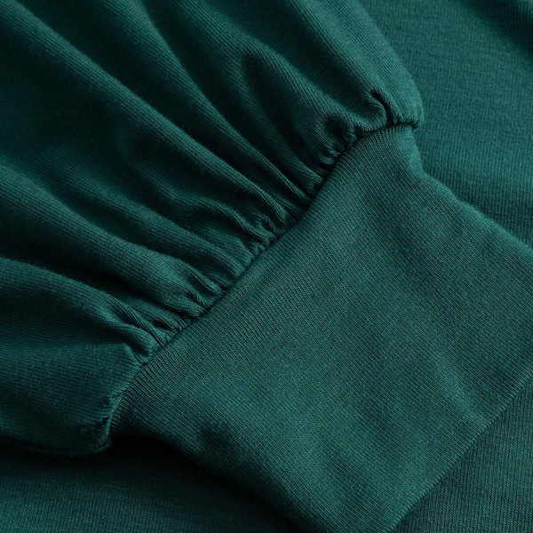 Cuff on Mademoiselle YeYe Perfect Raffiné 70s Balloon Sleeve Top in Green