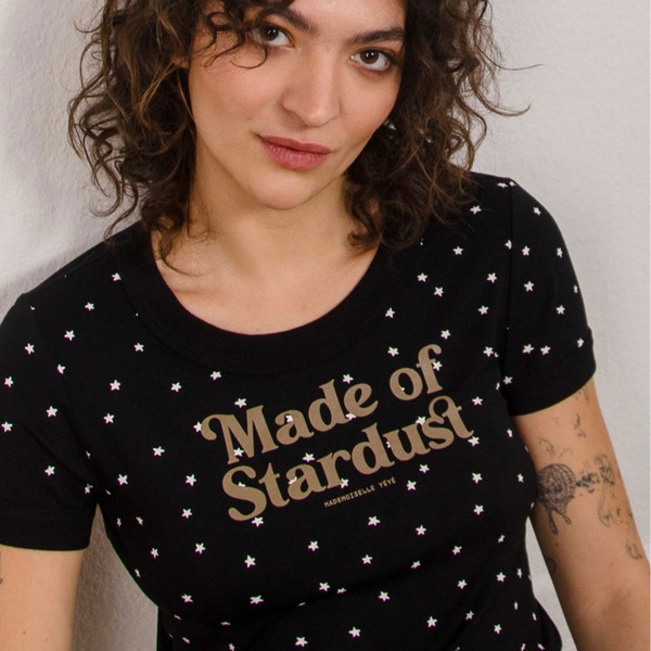 Woman wearing Mademoiselle Yeye Made of Stardust T-Shirt in Black