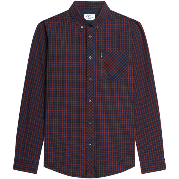 Ben Sherman Mod House Check Button Down Shirt Sienna - Front View