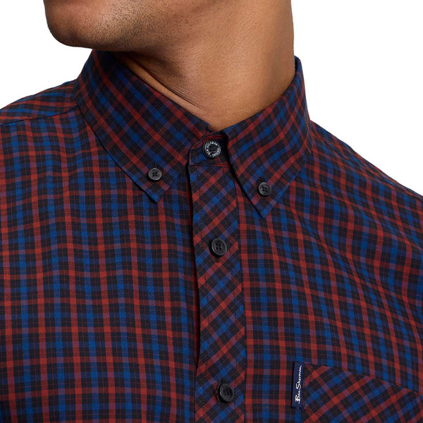 Ben Sherman Mod House Check Button Down Shirt Sienna - Collar Detail