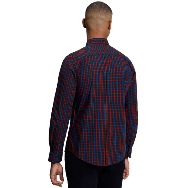 Model Wearing the Ben Sherman Mod House Check Button Down Shirt Sienna - Back View