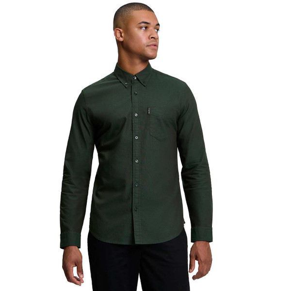 Model Wearing the Ben Sherman Button Down Oxford Shirt Lotus Green