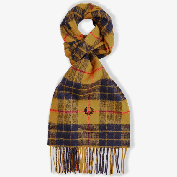 Fred Perry Lambswool Scarf in Gold Check
