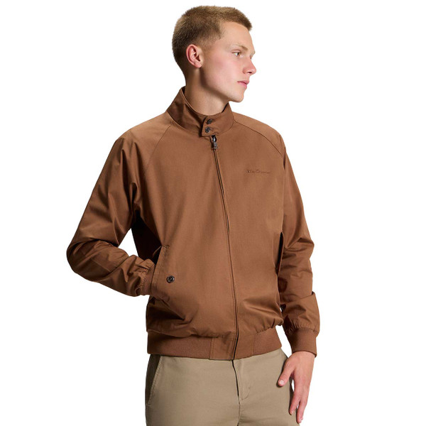 Model Wearing the Ben Sherman Signature Harrington Jacket Brown
