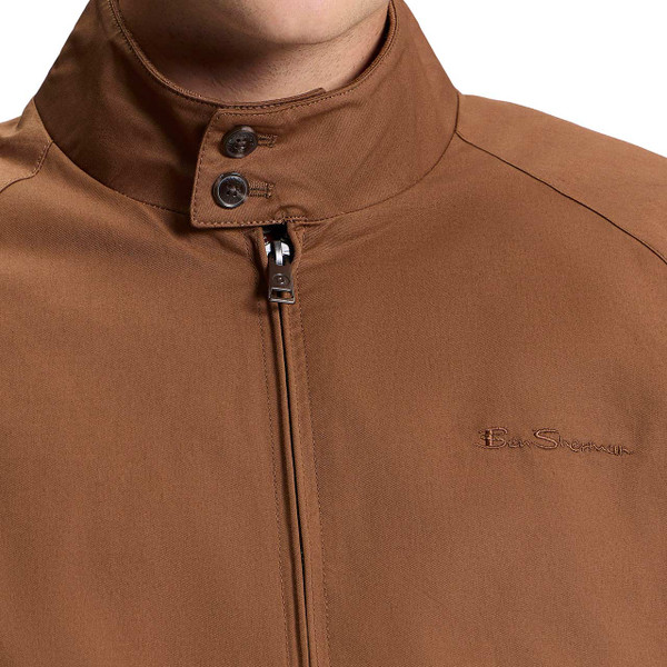 Ben Sherman Signature Harrington Jacket Brown - Collar Detail