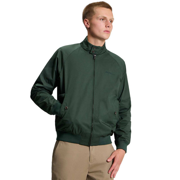Model Wearing the Ben Sherman Mod Signature Harrington Jacket Bottle Green