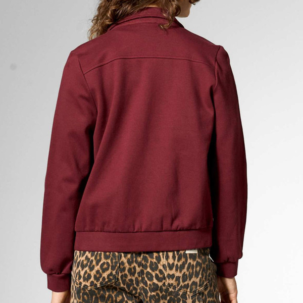 Back of Mademoiselle YeYe Cargo Jersey Jacket in Zinfandel