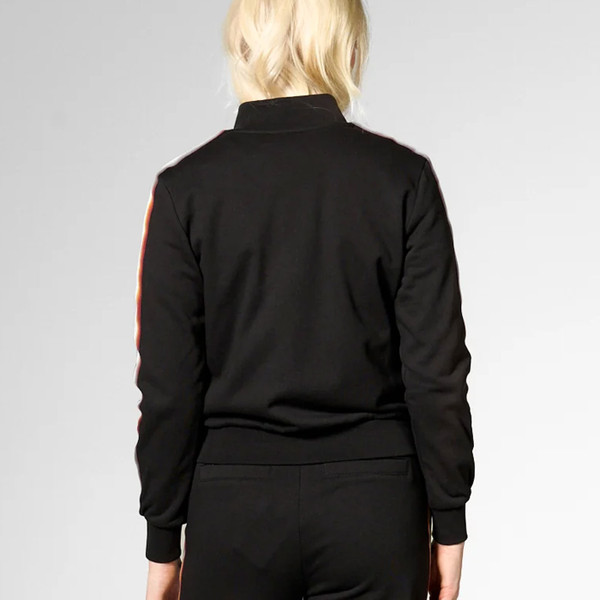 Back of Mademoiselle YeYe Rainbow Lover Retro 70s Track Jacket in Black
