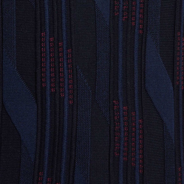 Ben Sherman Raised Graphic Textured Knitted Polo Shirt in Black - Fabric Detail