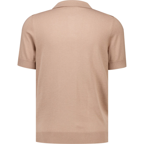 Lyle & Scott Mens Argyle Pattern Fine Knit Polo T-Shirt in Taupe Caramel