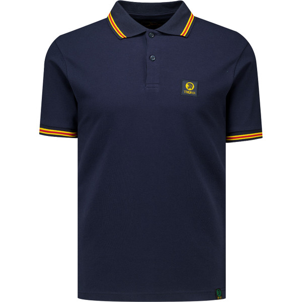Trojan Mens Tipped Pique Polo T-Shirt in Navy