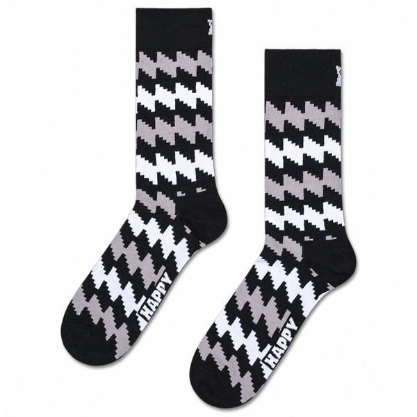 Happy Socks Digital Zig Zag Stripe Socks in Black/White/Grey