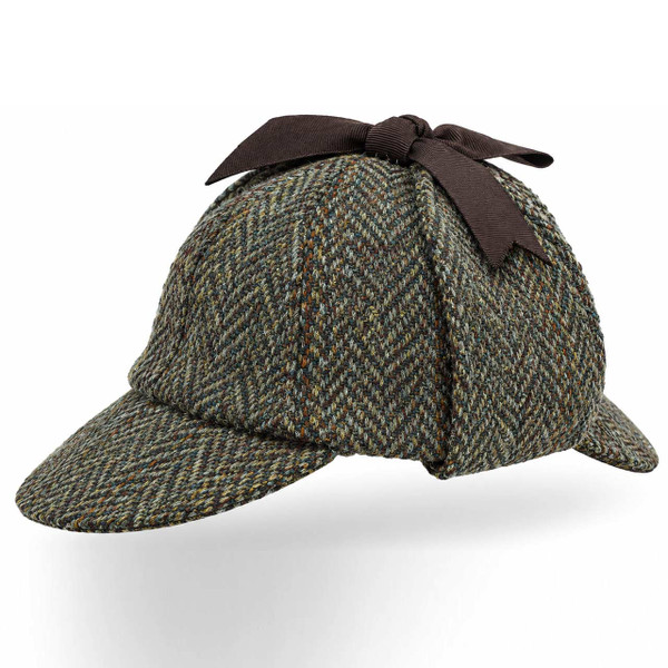 Failsworth Sherlock Harris Tweed Deerstalker Hat - Ear Flaps Tied
