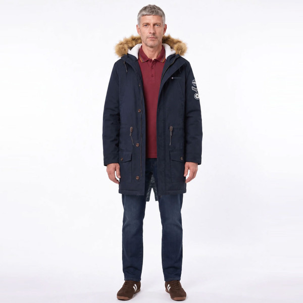 Lambretta Sherpa Lined Mod 60s Fishtail Parka in Dark Navy