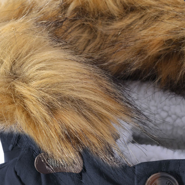Faux fur hood on Lambretta Mod 60s Sherpa Lined Hooded Fishtail Parka Coat in Dark Navy