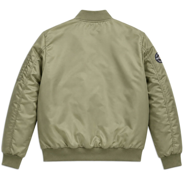 Back of Lambretta Men's Mod MA-1 Flight Bomber Jacket in Khaki Green