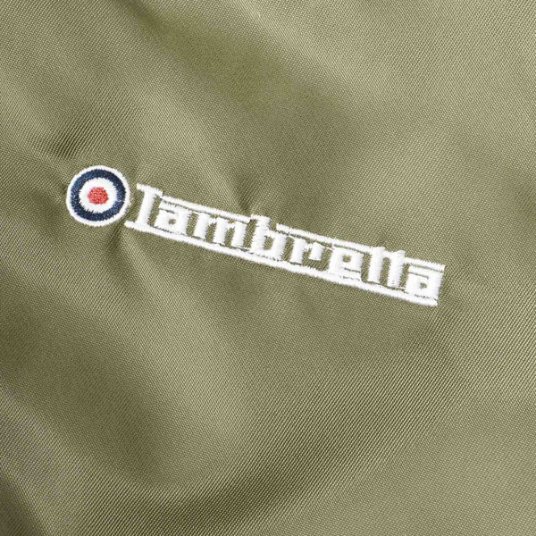 Branding on Lambretta Men's Mod MA-1 Flight Bomber Jacket in Khaki Green