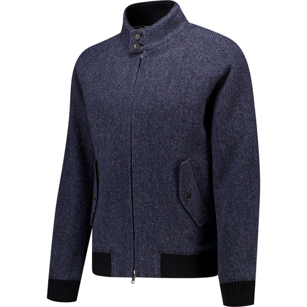 Baracuta Mens Melton G9 Zip Harrington Jacket in Navy