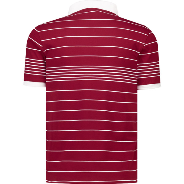 Fila Vintage Mens Logan Stripe Polo T-Shirt in Sun Dried Tomato Red and White