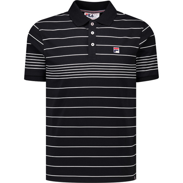 Fila Vintage Mens Logan Stripe Polo T-Shirt in Black and White