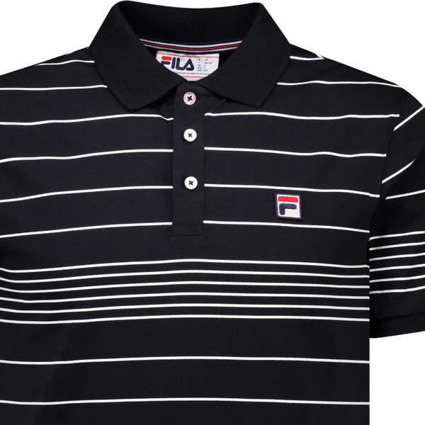 Fila Vintage Mens Logan Stripe Polo T-Shirt in Black and White
