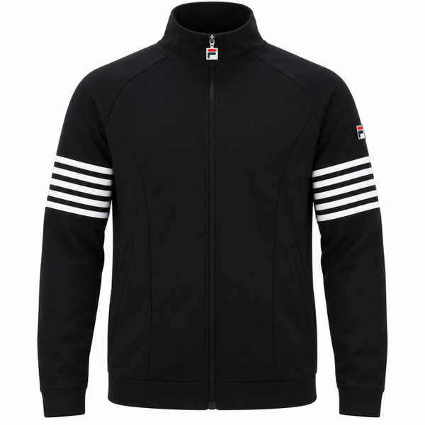 Fila Vintage Patrice Sleeve Stripe 80s Track Jacket in Black
