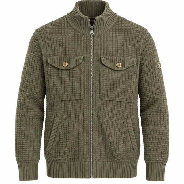 Original Penguin Men's Chunky Waffle Knit Cardigan in Dusty Olive