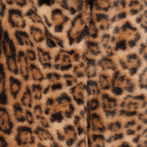 Fabric close up on Banned Retro Vania Faux Fur Leopard Print 50s Coat