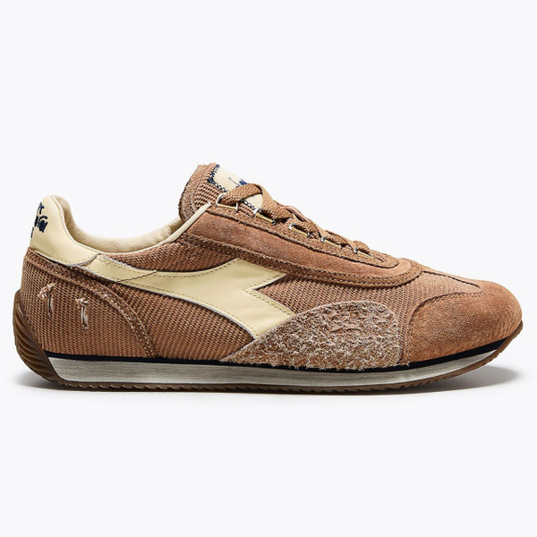 Diadora Equipe Corduroy SW Retro 70s Trainers in Brown Leopard - Single Trainer Side On