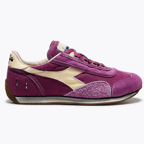 Diadora Equipe Corduroy SW Retro 70s Trainers in Violet Potion - Single Trainer Side On