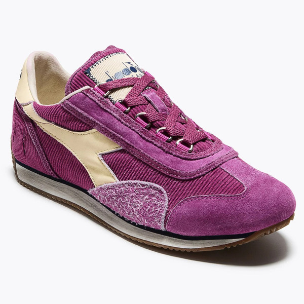 Diadora Equipe Corduroy SW Retro 70s Trainers in Violet Potion - Single Trainer Side On