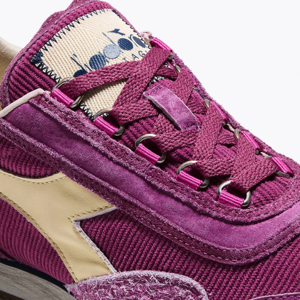 Diadora Equipe Corduroy SW Retro 70s Trainers in Violet Potion - Single Trainer Close Up