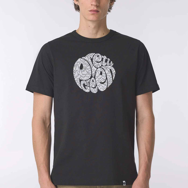 Man wearing Pretty Green Pulsar Logo Unknown Pleasures T-Shirt in Black