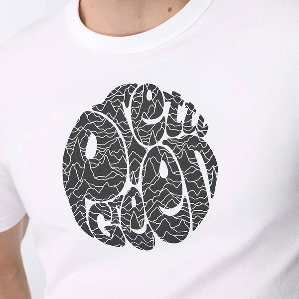 Print on Pretty Green Pulsar Logo Unknown Pleasures T-Shirt in White