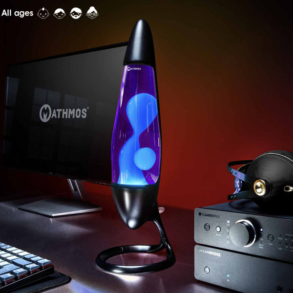 Mathmos Neo Table Top Lava Lamp with Black base and Violet & Turquoise Lava