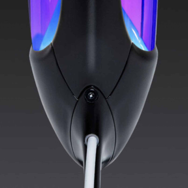 Base of Mathmos Neo Table Top Lava Lamp with Black base and Violet & Turquoise Lava