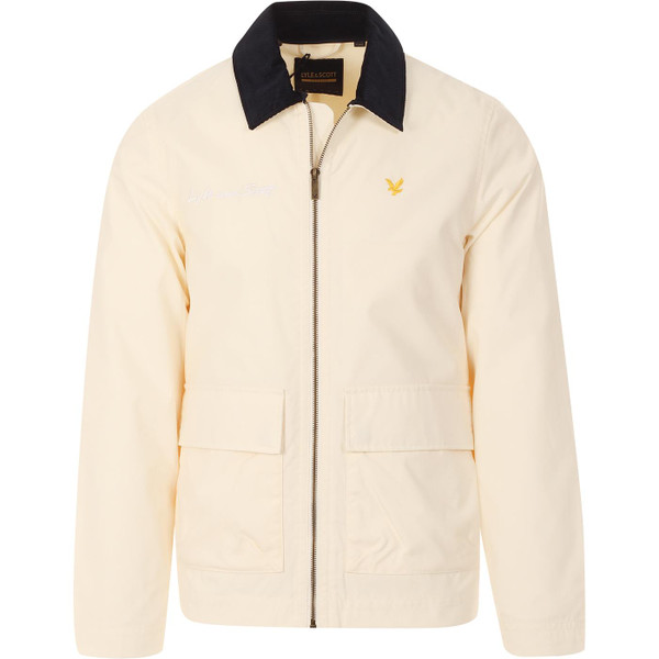 lyle and scott mens canvas workwear zip jacket vanilla ice beige
