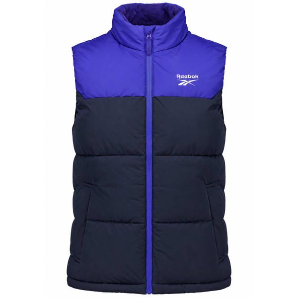 Reebok Erling Retro 80s Padded Puffer Gilet in Vector Navy - Main View