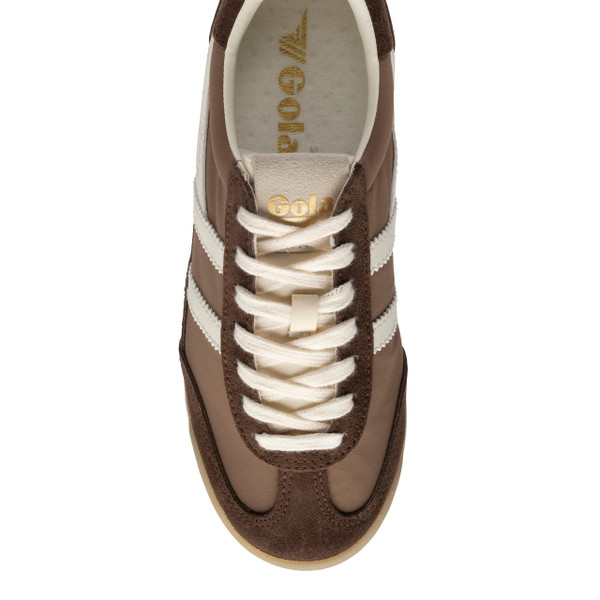 Gola Classics Firefly Women's Retro Trainers in Otter / Dark Brown / Off White - Single Trainer From Above