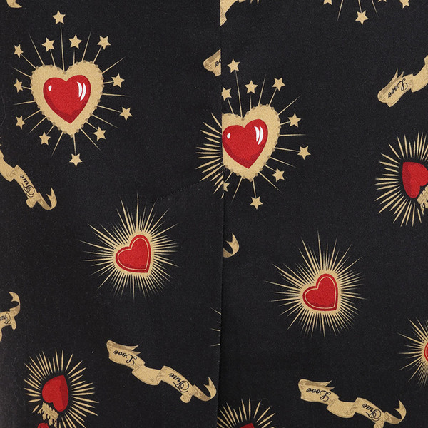 Back split and fabric print on Banned Retro Rhona True Love Rockabilly 50s Pencil Dress in Black