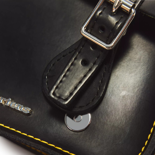 Dr. Martens Women's 7 Inch Leather Crossbody Satchel in Black - Close up