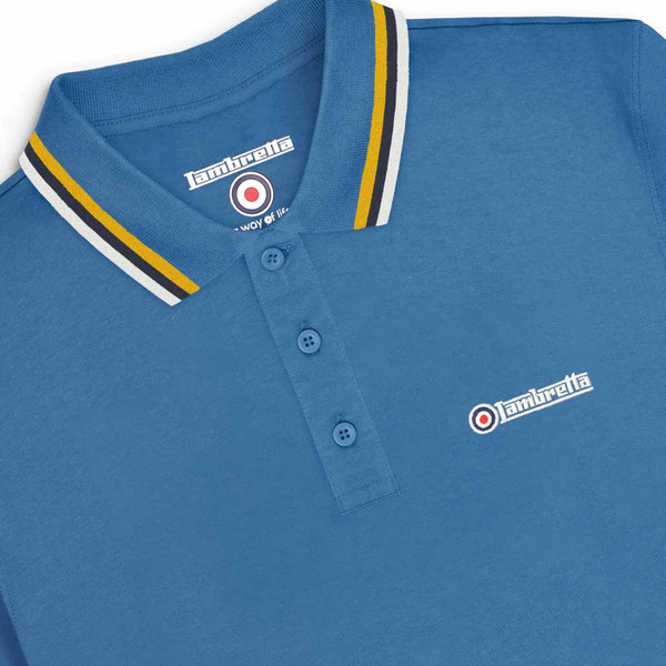Lambretta Mod Triple Tipped Pique Polo Shirt in Dark Blue/Gold/Navy/Jetstream
