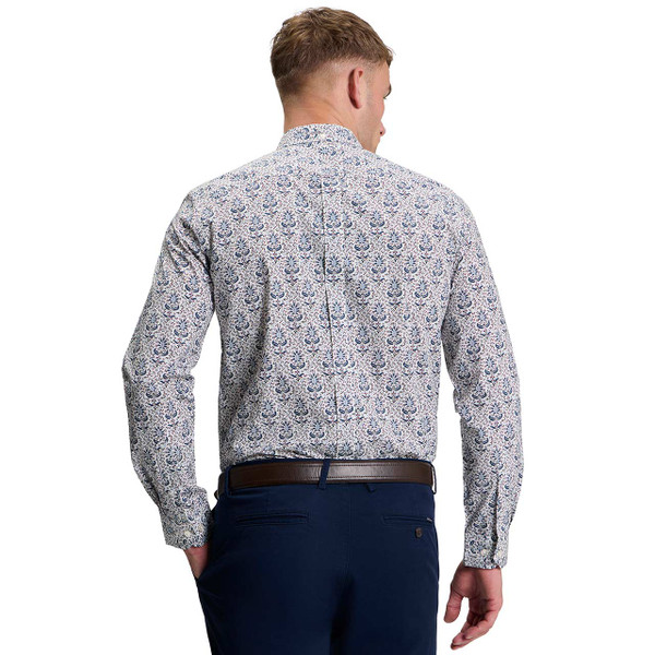 Ben Sherman 60s Mod Intricate Floral Print Shirt Snow White - Back View